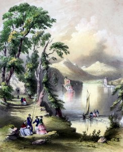 Jezioro Killarney z ruinami opactwa Innisfallen, Irlandia, XIX wiek.