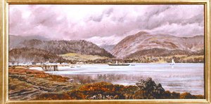 Brodick Pier, 20 sierpnia 1886 (olej na płótnie) autorstwa John Brett