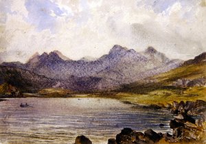 W pobliżu Llyn Crafrant, Walia (akwarela na papierze) autorstwa John Brett