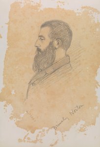 Szkic portretowy brodatego mężczyzny z napisem "Brinsley Norton" (grafit) autorstwa John Brett