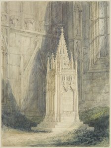 Projekt dla Chatterton Cenotaph w St Mary Redcliffe Church (akwarela i farba do ciała na ołówku, kredą i drapaniem, na papierze)