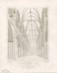 Wnętrze katedry w Lichfield - Nawa: grawerowanie i [ok. 1819] (druk)