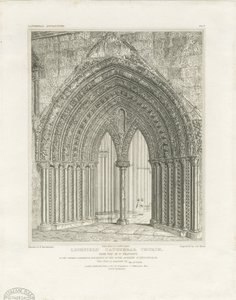 Katedra w Lichfield - północne drzwi transeptu: grawerowanie, bd [c 1820] (druk)