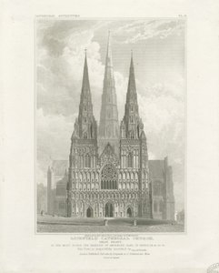 Katedra w Lichfield - Front Zachodni: grawerowanie, bd [ok. 1820]