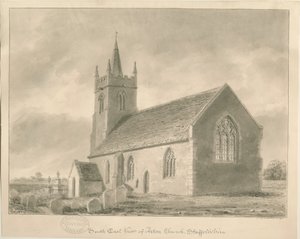 Kościół Acton Trussell: rysunek w sepii, 1841 autorstwa John Buckler
