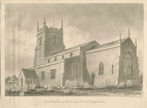 Kościół Alstonfield: rysunek w sepii, 1839 autorstwa John Buckler