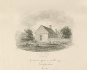 Audley Grammar School: rysunek w sepii autorstwa John Buckler