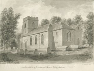Kościół Barlaston: rysunek w sepii, 1844 autorstwa John Buckler