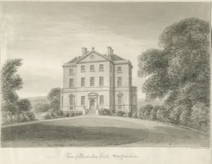 Barlaston Hall: rysunek w sepii autorstwa John Buckler