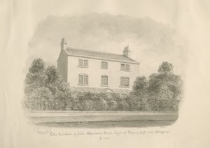 Baswich Village - dom Johna Stevensona Salt, Esq. : rysunek w sepii autorstwa John Buckler