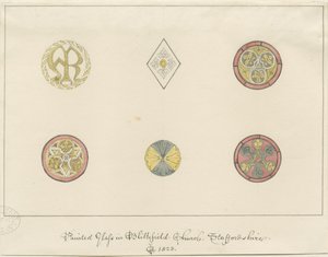 Kościół w Blithfield - malowane szkło: rysunki ołówkiem, 1823 autorstwa John Buckler