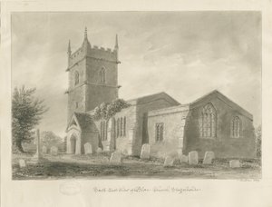 Blore Church: rysunek w sepii, 1839 autorstwa John Buckler