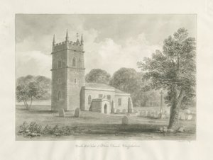 Blore Church: rysunek w sepii, 1847 autorstwa John Buckler