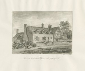 Bloxwich - starożytny dom: rysunek w sepii autorstwa John Buckler