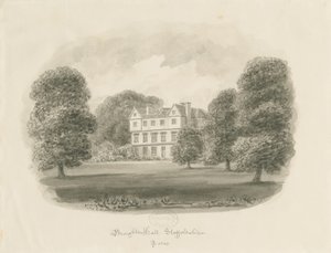 Broughton Hall: rysunek w sepii autorstwa John Buckler