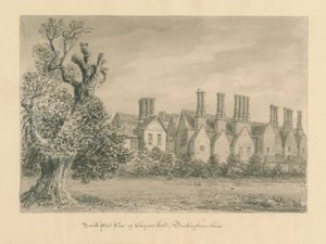 Buckinghamshire - Chenies Hall: rysunek w sepii, 1824 autorstwa John Buckler