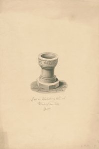 Buckinghamshire - Kościół Cholesbury: rysunek w sepii autorstwa John Buckler