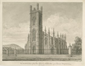 Burton-upon-Trent - Kościół Świętej Trójcy: rysunek w sepii, 1839 autorstwa John Buckler