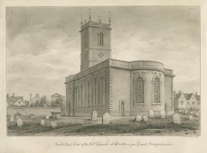 Burton-upon-Trent - Stary Kościół: rysunek w sepii autorstwa John Buckler