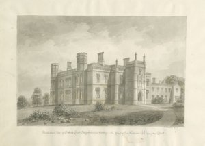 Butterton Hall: rysunek w sepii autorstwa John Buckler