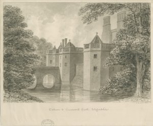 Zamek Caverswall: rysunek w sepii, 1840 autorstwa John Buckler