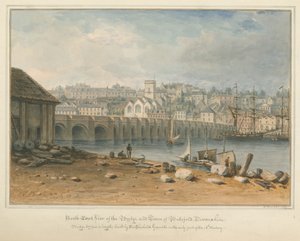 Devonshire - Bideford - Most i miasto, 1827 autorstwa John Buckler