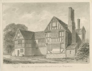 Dimsdale Old Hall: rysunek w sepii, 1841 autorstwa John Buckler