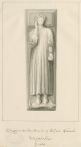 Elford Church – „Pomnik Stanleya”: pranie w sepii autorstwa John Buckler