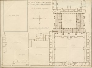 Essex - Audley End - Plan: rysunek w sepii, 1815 autorstwa John Buckler