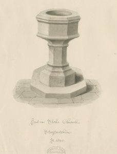 Czcionka Stoke-upon-Trent Church: rysunek w sepii autorstwa John Buckler
