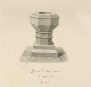 Czcionka w Audley Church: rysunek w sepii, 1840 autorstwa John Buckler