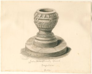 Czcionka w kościele Abbots Bromley: rysunek w sepii autorstwa John Buckler