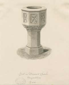 Czcionka w Brewood Church: rysunek w sepii autorstwa John Buckler