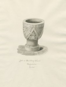 Czcionka w Bushbury Church: rysunek w sepii autorstwa John Buckler