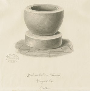 Czcionka w kościele Colton: rysunek w sepii, 1842 autorstwa John Buckler