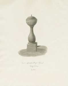 Czcionka w Drayton Bassett Church: rysunek w sepii, 1848 autorstwa John Buckler
