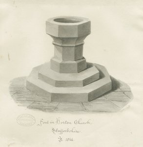 Czcionka w Horton Church: rysunek w sepii autorstwa John Buckler