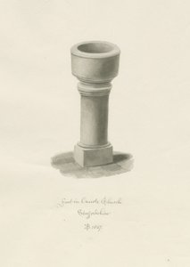 Czcionka w kościele Onecote: rysunek w sepii, 1847 autorstwa John Buckler