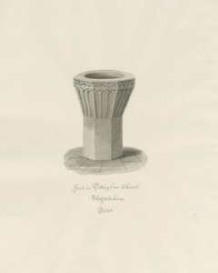 Czcionka w Pattingham Church: rysunek w kolorze sepii, 1846 autorstwa John Buckler