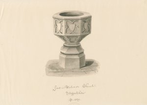 Czcionka w kościele w Wichnor: rysunek w sepii autorstwa John Buckler
