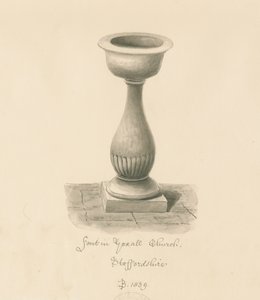 Czcionka w kościele Yoxall: rysunek w sepii, 1839 autorstwa John Buckler