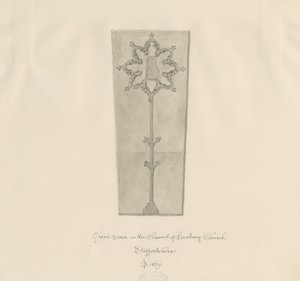 Hanbury Church - nagrobek: rysunek w sepii autorstwa John Buckler