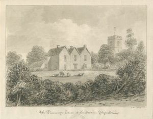 Harborne - Plebania: rysunek w sepii, 1833 autorstwa John Buckler