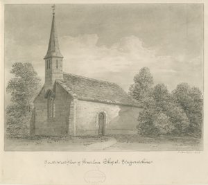 Kaplica Haselour: rysunek w sepii, 1828 autorstwa John Buckler