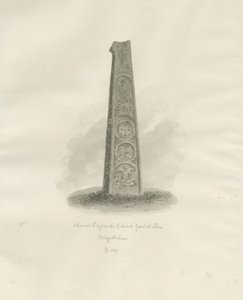 Kościół Ilam - Starożytny Krzyż: rysunek w sepii, 1847 autorstwa John Buckler