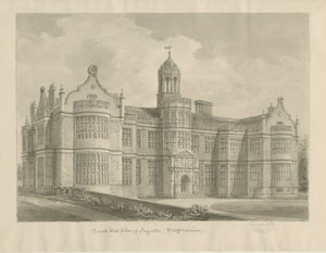Ingestre Hall: rysunek w sepii autorstwa John Buckler