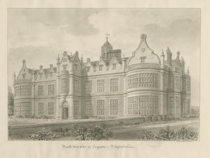 Ingestre Hall: rysunek w sepii autorstwa John Buckler