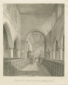 Wnętrze kościoła Eccleshall: rysunek w sepii, 1842 autorstwa John Buckler