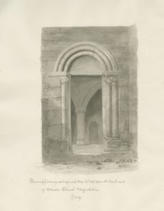 Wnętrze kościoła Standon: rysunek w sepii, 24 maja 1847 (rysunek) autorstwa John Buckler