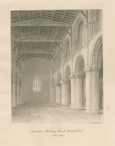 Wnętrze kościoła Tutbury Priory Church: rysunek w sepii autorstwa John Buckler